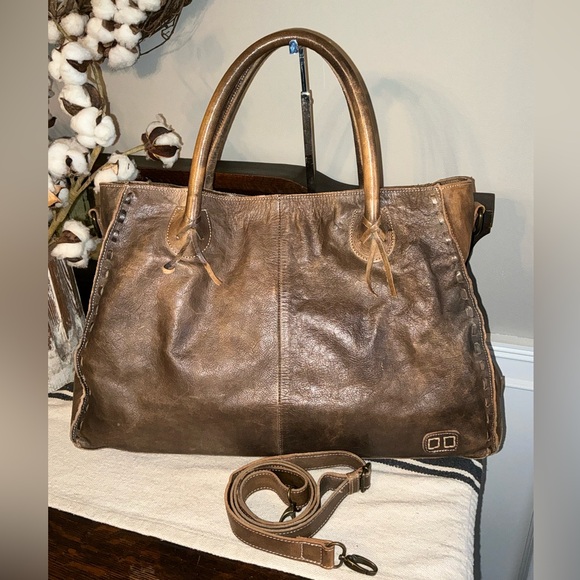 Bed Stu Handbags - Bed Stu Leather Rockaway Shoulder Bag Crossbody Tote Taupe Driftwood $330